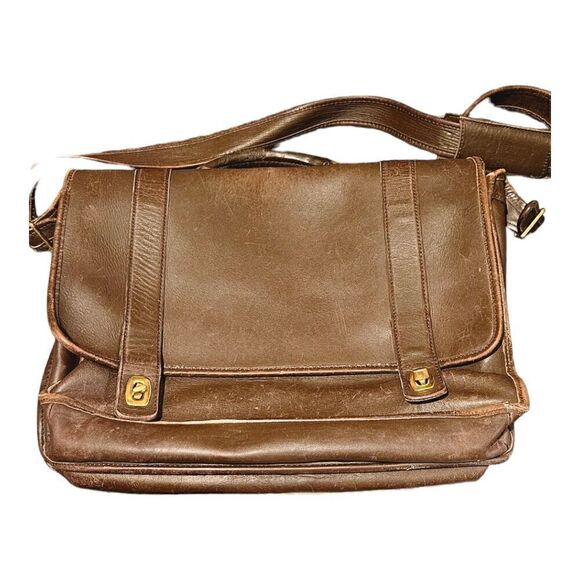 Coach Unisex Brown Leather Adjustable Shoulder Strap Flap Closure Messenger Bag - Picture 5 of 14